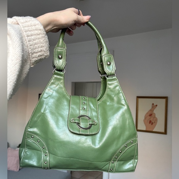 St. John's Bay Handbags - St. John’s Bay Y2K Sage Green Studded Shoulder Bag